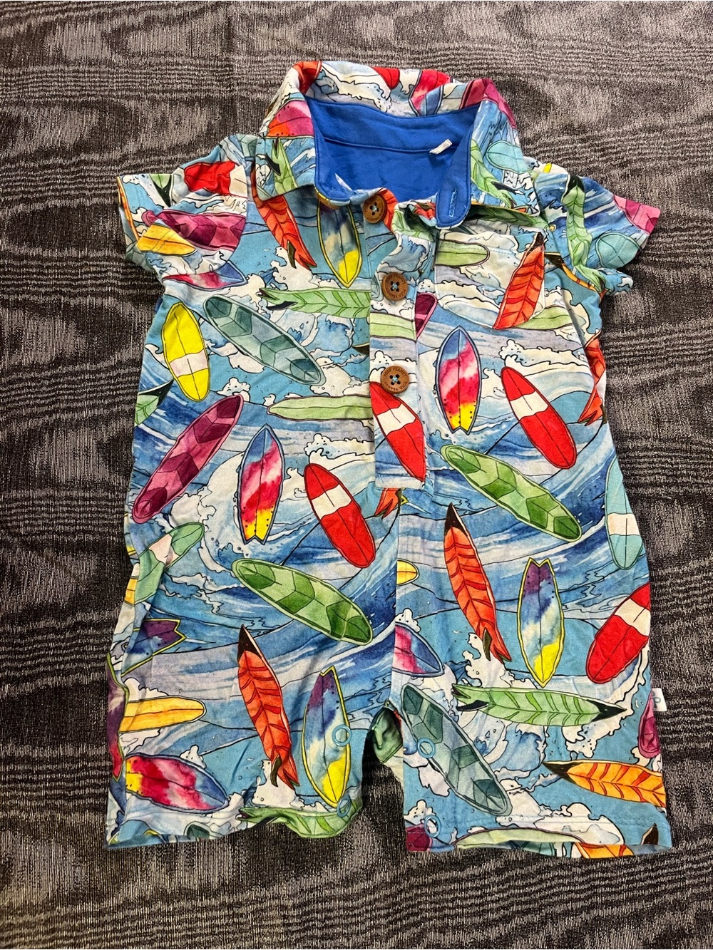 Baby One-Piece Romper with Colorful Surfboard Print bamboo